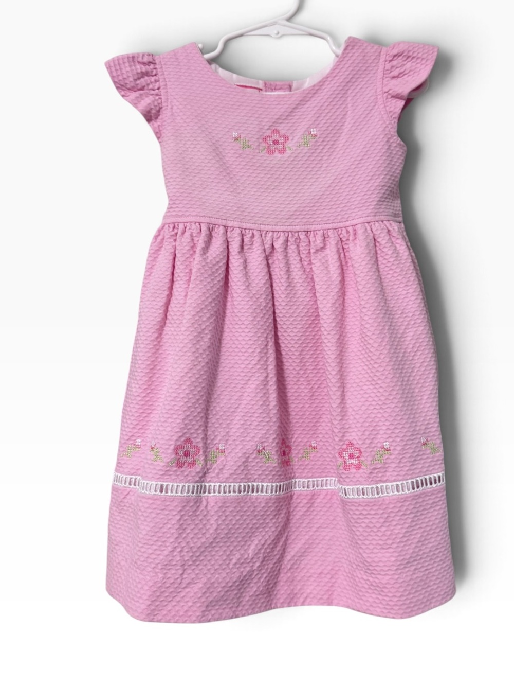 ANNELLA Pink Floral Embroidered Girls' Dress